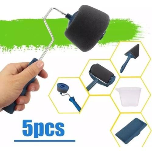 5PCS Multifunctional Decorative Paint Roller Household Room Wall Painting Design Paint Runner Roller Brush Handle Tools Sets
