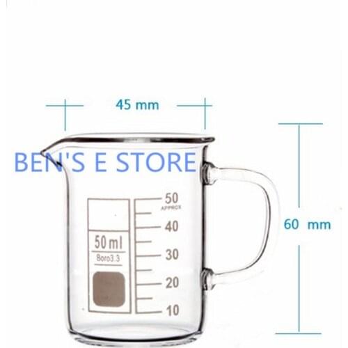 50mL Glass Beaker with Handle New Chemical Lab Glassware Borosilicate Glass 3.3