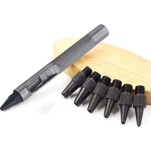 6pcs/set Replace Tubes With Handy Tool Belt Punch Hole Puncher Round Punching For Paper Books Leather Craft