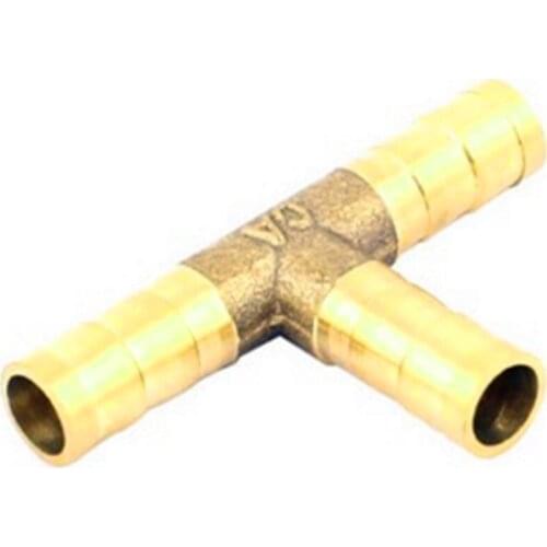 8mm Dia T Shape Air Water Fuel Brass Hose Joiner Tee Pipe Tube Fitting Connector