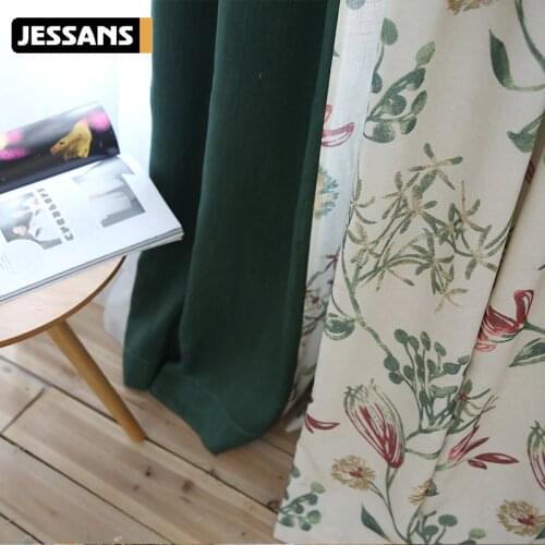 American Garden Curtains for Living dining Room Bedroom Cotton and Linen Fabric Printing Curtains Tulle product customization