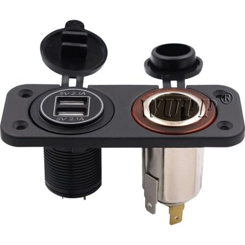 2 USB Ports Car Charger Adapter Panel Mount Socket Voltmeter 12V USB Dual Car Cigarette Lighter Socket Charger USB Port For Car