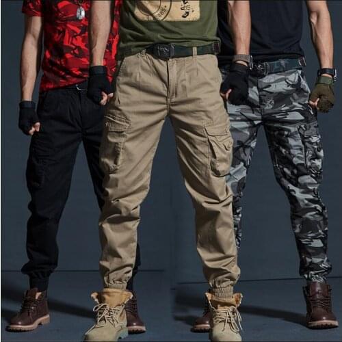 Summer Stretch Cargo Pants Male Military Tactical Multi-Pocket Slim Wear-Resistant Camouflage Trousers Outdoor Joggers Pants