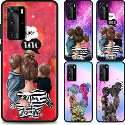 Super Mom Baby Girl Boy Cell Phone Case for Huawei P Smart Z 2019 P30 P40 P20 Pro Mate 20 Lite P10 Mobile Phones Cover Shell