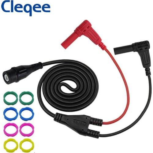 Cleqee P1207 BNC Male Plug to 4mm Right Angle Banana Plug Coaxial Cable Oscilloscope Test Lead 120CM 500V/5A