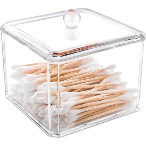 Cotton Swab Storage Dispenser Clear Cotton Ball Swab Holder Cotton Bud Storage Box, Cosmetics Makeup Storage Holder Box Organize