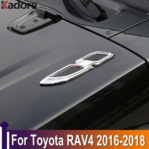 For Toyota RAV4 RAV 4 2016 2017 ABS Chrome Car Side Sticker Air Intake Flow Vent Fender Decor Sticker Grille Cover Car Styling