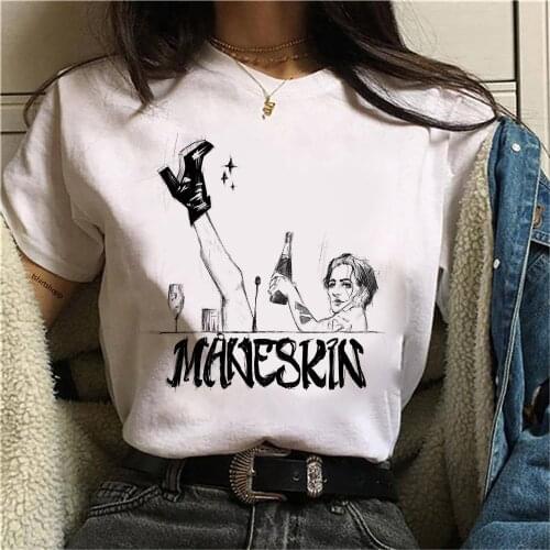 Maneskin T Shirt New Fashion Women Casual Hip Hop Cotton T-Shirt Female Harajuku Maneskin Merch Tee Shirt Damiano David Tshirts