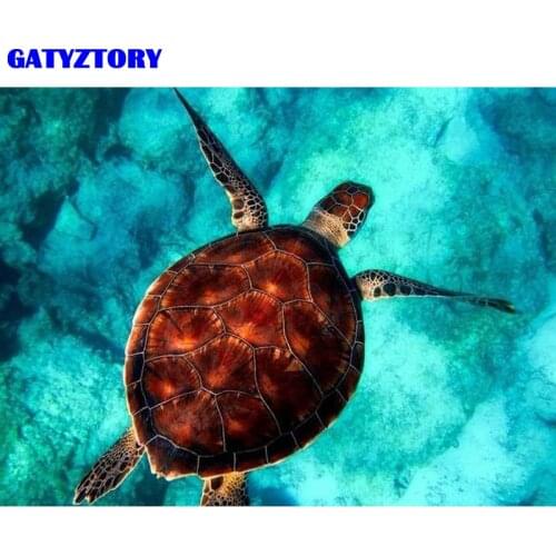 GATYZTORY Frame Picture 60x75cm Turtle DIY Painting By Numbers Kit Acrylic Paint By Number For Adult Wall Art Picture Home Decor