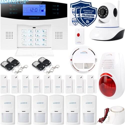 HOMSECUR Wireless&Wired GSM SMS Autodial Home Security Alarm System+SOS Intercom