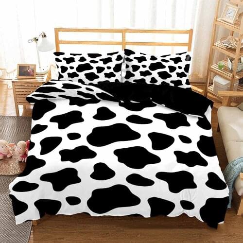 Cow Print Bedding Sets 2/3 Pcs Farm Cattle Animals Duvet Cover Set Twin Size Home Decor For Bedroom Girls Boys With Pillowcases
