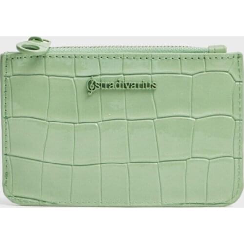 Womens Green Patent Leather Looking Card Wallet hand bag elegant design daily use, invitation Made in Turkey00646001