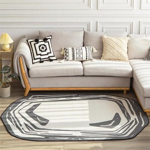 Nordic Machine Printing Bedroom Rug Black and White Room Large Bedside Carpet Anti-Slip Geometric Floor Carpet for Bedroom Sofa