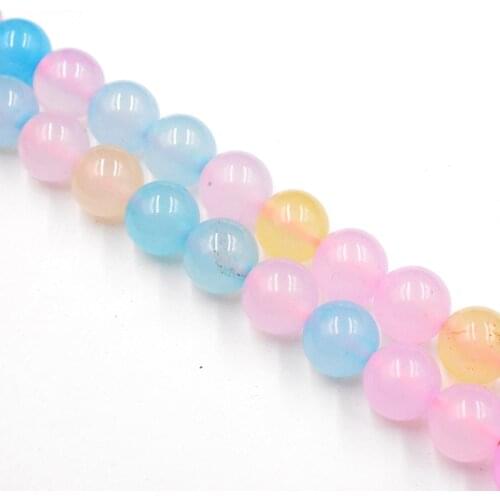 DIY Natural Colorful Morganite Agates Round Stone Beads Wholesale Loose Beads for Jewelry Making Necklace Free Shipping 4-12mm