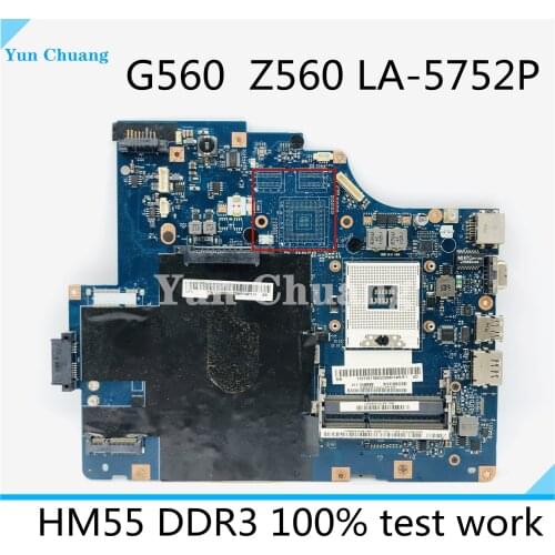 LA-5752P Laptop motherboard For Lenovo G560 Z560 NIWE2 LA-5752P Rev:1.0 Mainboard DDR3 HM55 full test 100% work