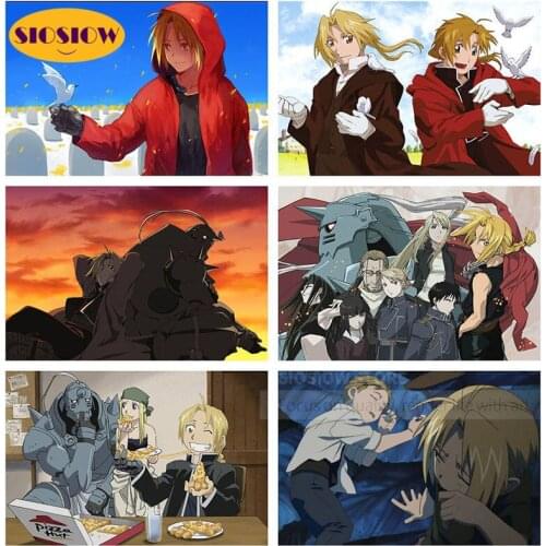 5D Diy Poster Diamond Bead Embroidery Set Fullmetal Alchemist Edward Alphonse Diamond Painting Japanese Cross Stitch Room Decor