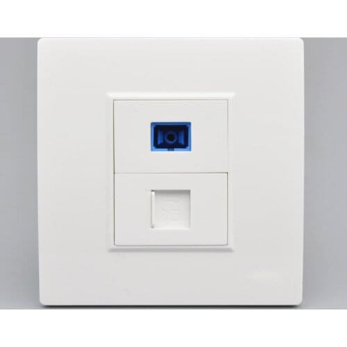 Wall Outlet Fiber SC Optical Interface RJ45 Network Jack Panel Socket Type Connecto Flame Retardant Plastic Safety High Quality