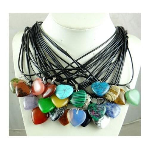 Natural stone tiger eye Turquoises aventurine Quartz Crystal heart pendants for diy Jewelry making Necklaces Accessories1PCS P11