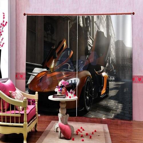 High-end custom 3 D Curtain cool Dynamic sports car For Living room Bedroom Blackout Window Drapes Indoor Decor Sets