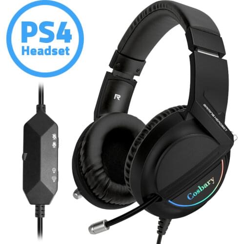 New Arrival Gaming Headset for PS4 Xbox PC with Microphone Black/Red Game Headphone Colorful Led Light Control Light & MIC