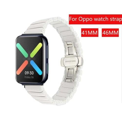 New arrival Ceramic Strap for OPPO Smart Watch band 41mm Stainless steel butterfly bukle For OPPO bracelet 46mm