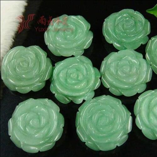 New Arrival !!! Fashion Green Aventurine Carved Rose Pendant Gem-Stone Flower Pendant Figurine Lucky Jewelry for Girl Gift RP05