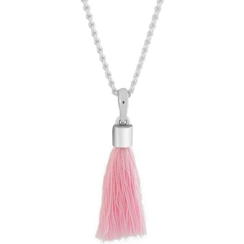 Authentic 925 Sterling Silver Bright Pink Tassel Dangle Metal Beads for Women Fits Original Bracelets DIY Jewelry Making