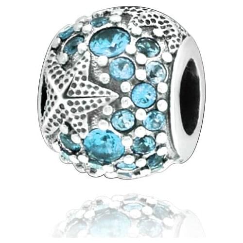 SALE! 925 Sterling Silver Beads Starfish Pave Charm Fit Original Pandora Bracelets Women DIY Fashion Jewelry