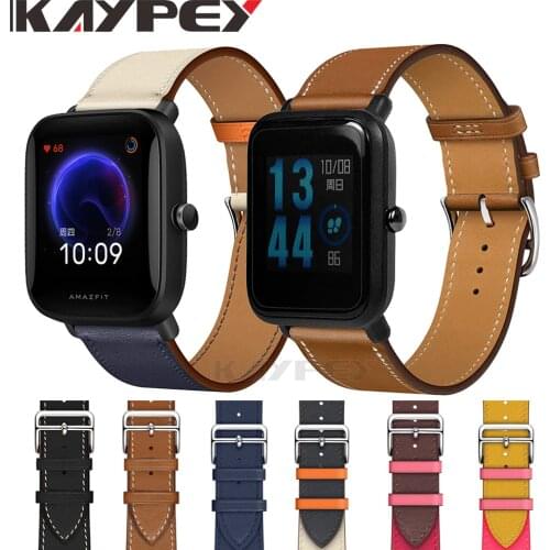 20mm Fashion Genuine Leather Watch Band Strap for Xiaomi Huami Amazfit Bip BIT Lite Youth / 1S / U Replacement Wrist band strap