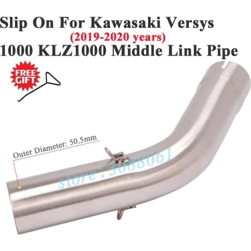Slip On For Kawsaki Versys 1000 KLZ1000 2019 2020 Motorcycle Exhaust System Escape Modify Middle Link Pipe Connect 51mm Muffler
