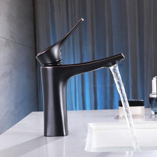 Basin Faucet Rose Gold/Black/Chrome Brass Sink Mixer Taps Hot & Cold Sink Faucet Single Hole Deck Mounted Wash Basin Water Taps