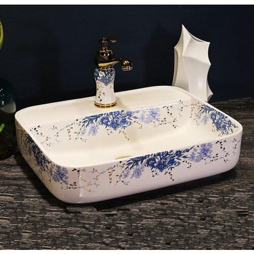 Modern Succinct Rectangle Household Artistic Above Counter Wash Toilet Basin