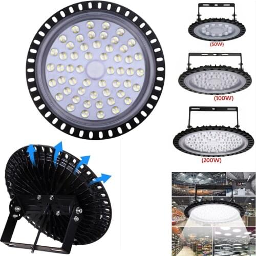 Workshop Light IP65 Waterproof Led High Bay Light Industrial Lamp Floodlight UFO Garage Warehouse Stadium Lights 50W 100W 200W