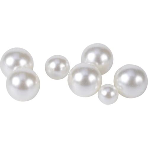 50-100Pcs/Lot 6mm 8mm 10mm No Hole Round ABS Imitation Pearl Beads Bright White Plastic Loose Beads For Jewelry Making Supplies
