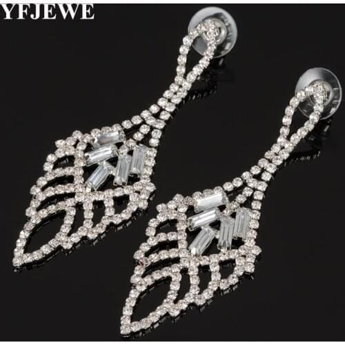 YFJEWE New Arrive Silver Plated Bridal Wedding Earrings Rhinestone Women Dangle Earrings Wedding Jewelry Gift Wholesale E482