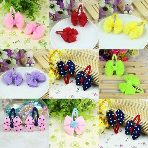 1pcs New Fashion Girls Hair Accessories Candy Color Dot Bow Hairpins Cute Baby Headwear Bowknot Hair Clip Children Headdress