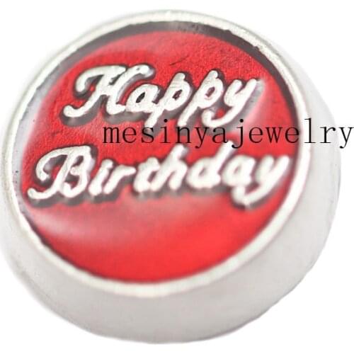 10pcs Mesinya Red Happy Birthday Custom Floating Charms For Glass Locket