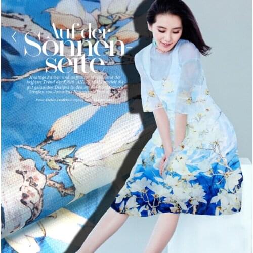 140 cm plaid silk organza fabric meter 12 mm printed chinese silk fabric micro perspective dress fabric wholesale silk cloth