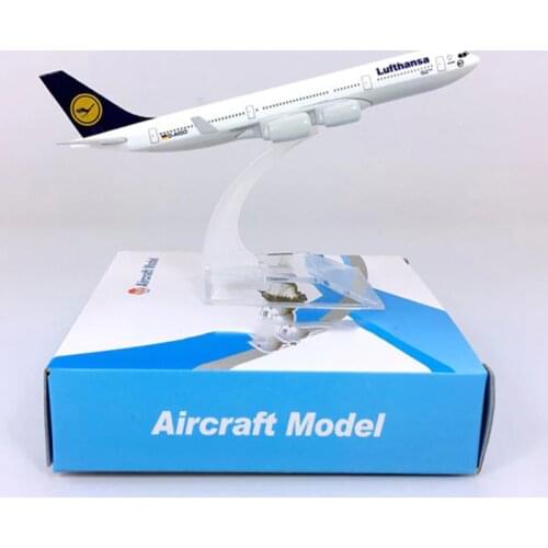 16CM 1:400 Scale Air German Lufthansa Airplane Airbus 340 A340 Model W Base Alloy Aircraft Plane Collectible Display Toy Model