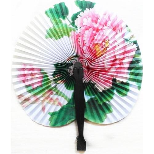 2Pcs China Style Retro Flower Printing Hand Fan Folding Fan Party Wedding Decor Random Color Crafts Women Girl Like Fans