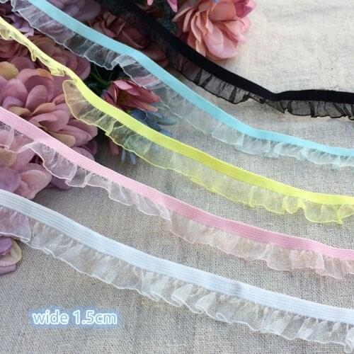 2 Yards Fold Chiffon Elastic Lace for DIY Blyth Barbies BJD Doll Clothe Socks Dress Sewing Materials Accessories