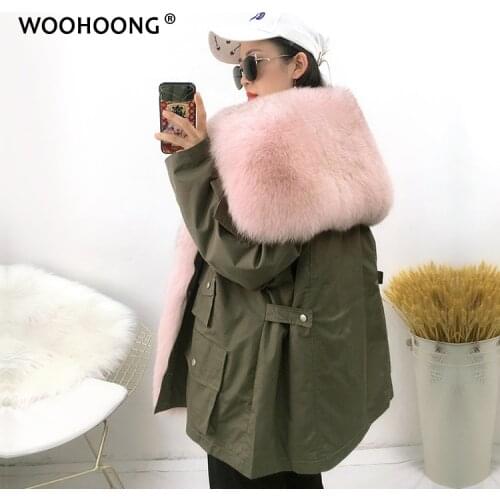 2020 Real Fur Coat Winter Jacket Women Natural Real Fox Fur Coats Outerwear Stree twear Casual Oversize Rabbit inside Navy sty