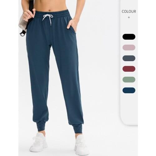 2021 Seamless Elastic Yoga Pants Loose Sports Legging Casual Solid Fitness Running Long Pants Womens Sweat Pants With Pockets