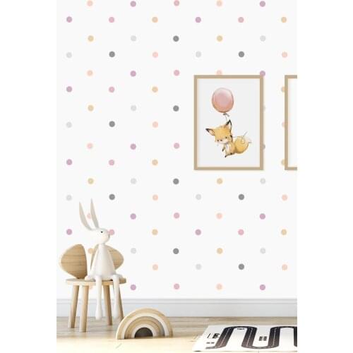 204 Pcs Pink Candy Soft Color Round Kids Room Wall Sticker