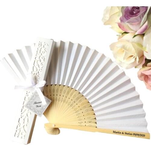 50 PCS Personalized Text Paper Wedding Fans Mixed Colors Pocket Holiday Gift & Home Decorations Party Favors