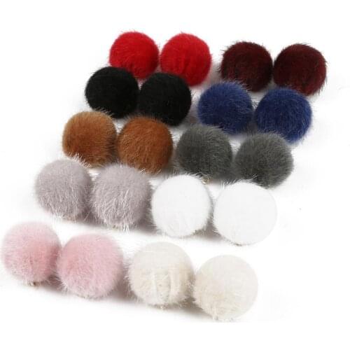 6Pcs Fabric Wrapped Acrylic Beads 20mm Pom Poms Pompoms Ball with Hang Pendant DIY Sewing Craft Supplies Clothing Decoration