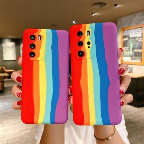 Phone Accessories Cases For Huawei P40 P30 Pro Case Coque MATE30 Rainbow Liquid Silica Gel All In One Protective Cover