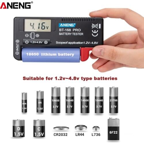 ANENG AN-168 POR Digital Lithium Battery Capacity Tester Checkered load analyzer Display Check AAA AA Button Cell Universal test