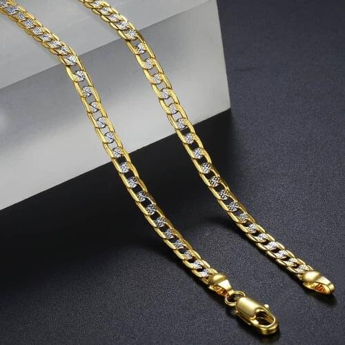 Davieslee Mens Womens Necklace Bracelet Yellow Gold Filled Chain Curb Jewelry Bracelet Necklaces for Women Men 4mm LGN64