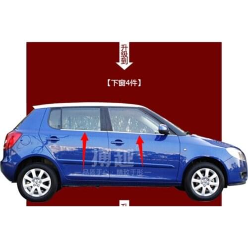 For 2008-2014 skoda fabia (4piece) High-quality stainless steel Strips Car Window Trim Decoration Accessories Car styling